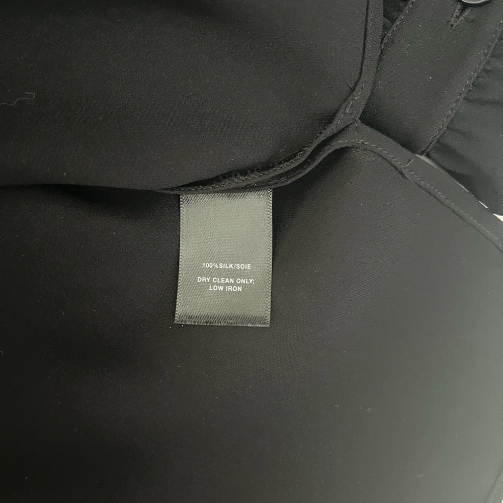 lafayette 148 New York Blouse Black Size M Silk silver collar detail - Picture 6 of 11